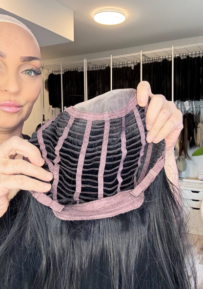 Midnight Mono | Blue-Black Monofilament Wig | 22” | Medium Cap
