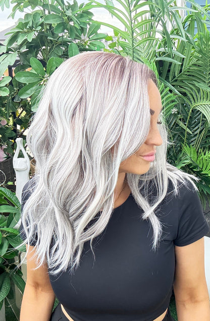 Ashlyn - 13x4 Lace Front Wig | 20 Inches | Dark Brown to Icy 13x4 Lace F image 5