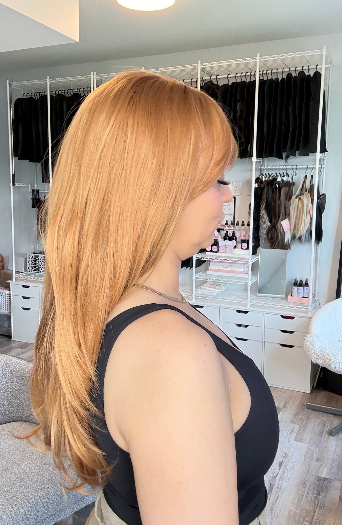 Ginger Layered Rooted Wig with Curtain Bangs | SWLC6344-8BL24