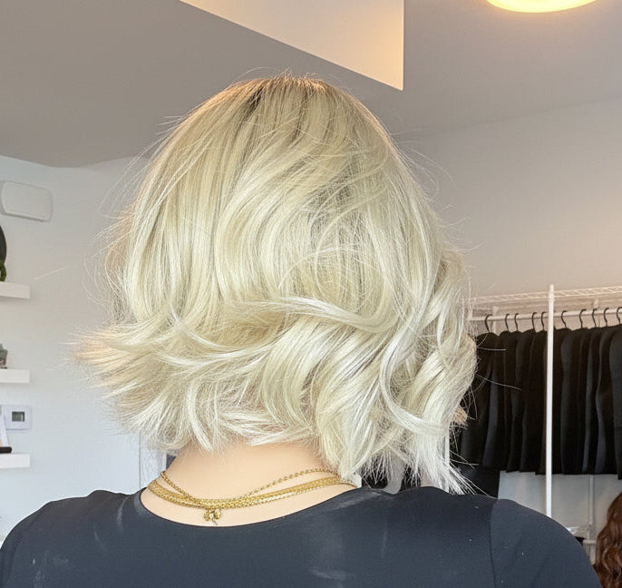 Trixie - 4x4 Monofilament Wig | 12” | Icy Blonde with Soft Brown Root