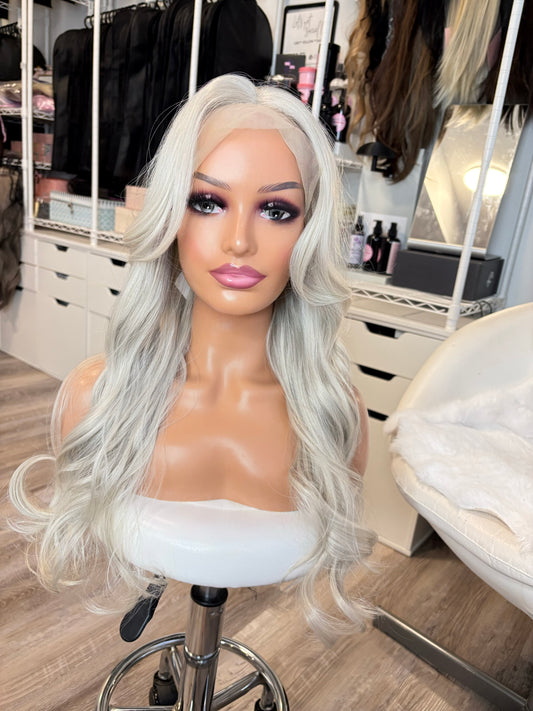 BT-6 #4 | 25” Icy White Grey Blonde 13×4 Lace Front Wig | ONE OF ONE