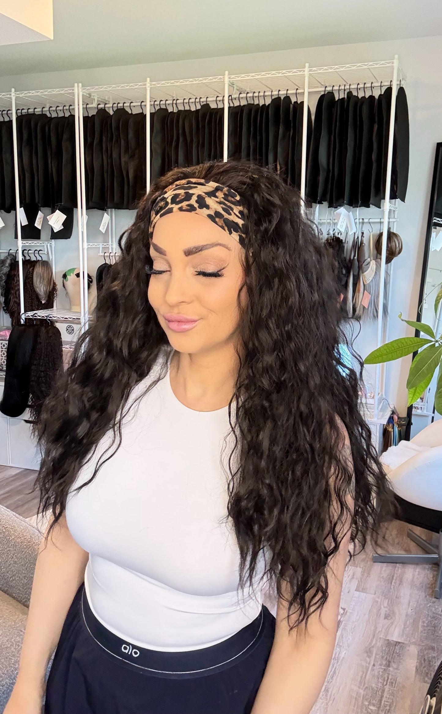 Jorden – Custom Ponytail Headband Wig | Handmade | Silicone Lined | Drawstring Fit | Dark Espresso Brown