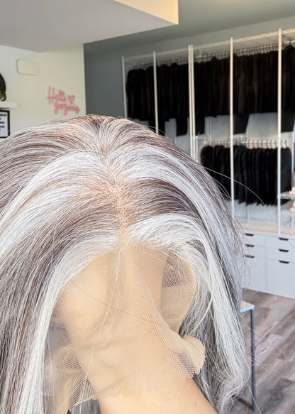 Silver Mist | 13x6 Transparent French Lace Front | 16” | Heat-Safe Futura Fibre
