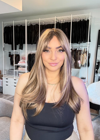 Perruque blonde Sunkissed Long Mix avec frange pleine | SWLC1268-6BR22