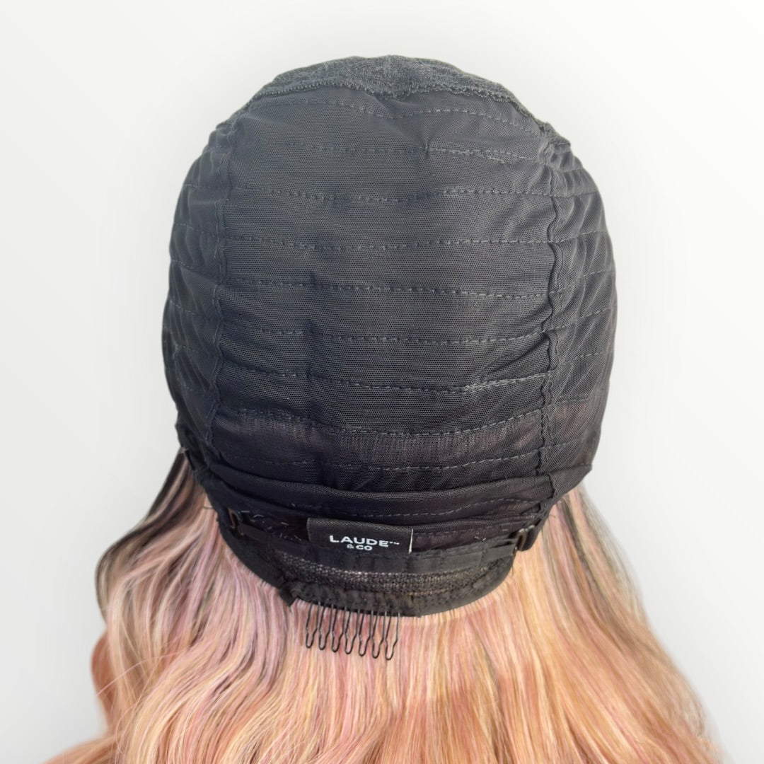 Style # 31 – Wig Vault | Closed Cap | 22” | Dark Pink Ombre with Bangs