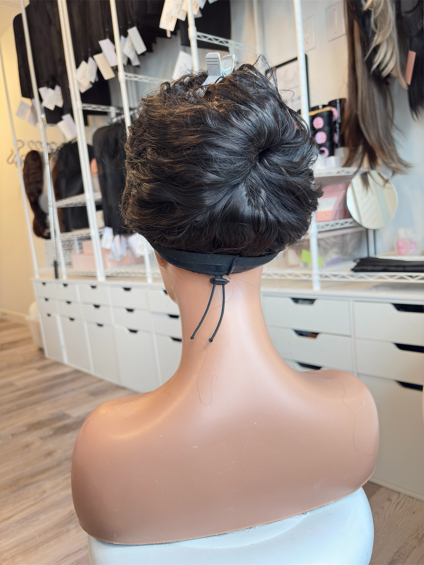 Jorden – Custom Ponytail Headband Wig | Handmade | Silicone Lined | Drawstring Fit | Dark Espresso Brown