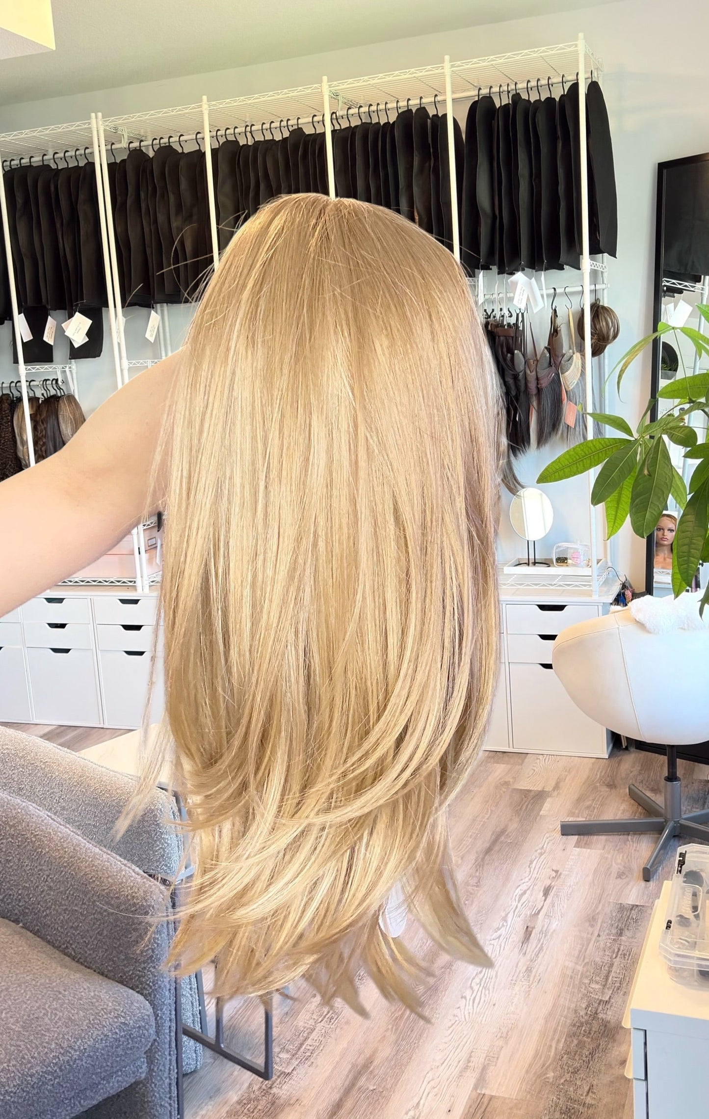 Celena | Golden Blonde Monofilament Wig | 17–20” | Heat Safe Synthetic Fibres