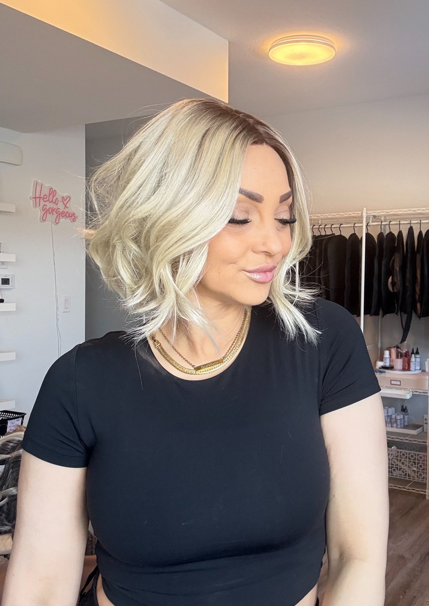 Trixie - 4x4 Monofilament Wig | 12” | Icy Blonde with Soft Brown Root