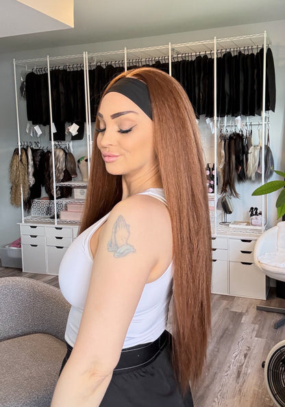 Copper Kiss | Kinky Yaki Headband Wig | 30”