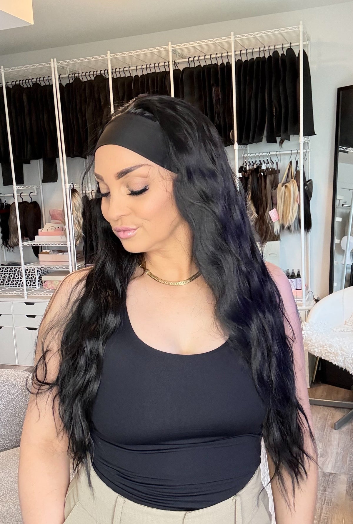 Ebony - Headband Wig | 28” | Soft Black