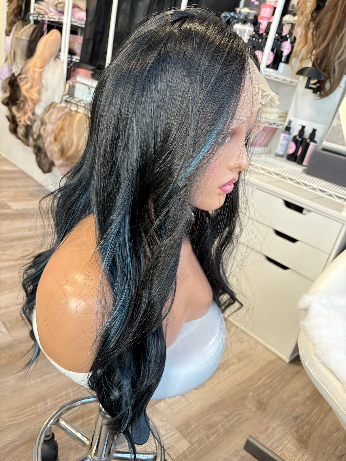 BT-1 | 26” Black & Blue 13×4 Transparent Lace Front Wig | ONE OF ONE
