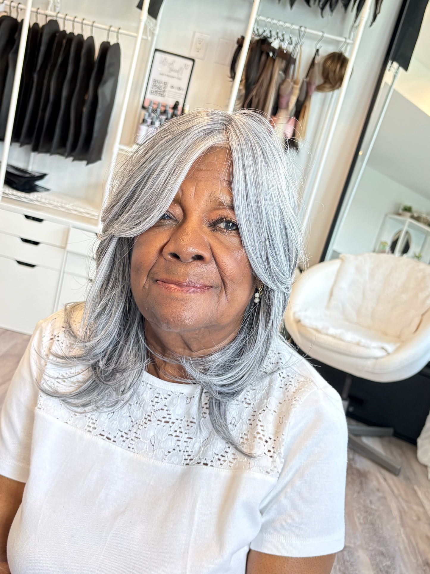Slate- Monofilament Wig | 17” | Soft Charcoal Grey Blend