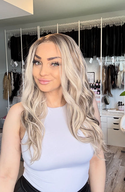Dana | 13x6 Lace Front Wig | 24” | Ashy Blonde with Rich Brunette Dimension