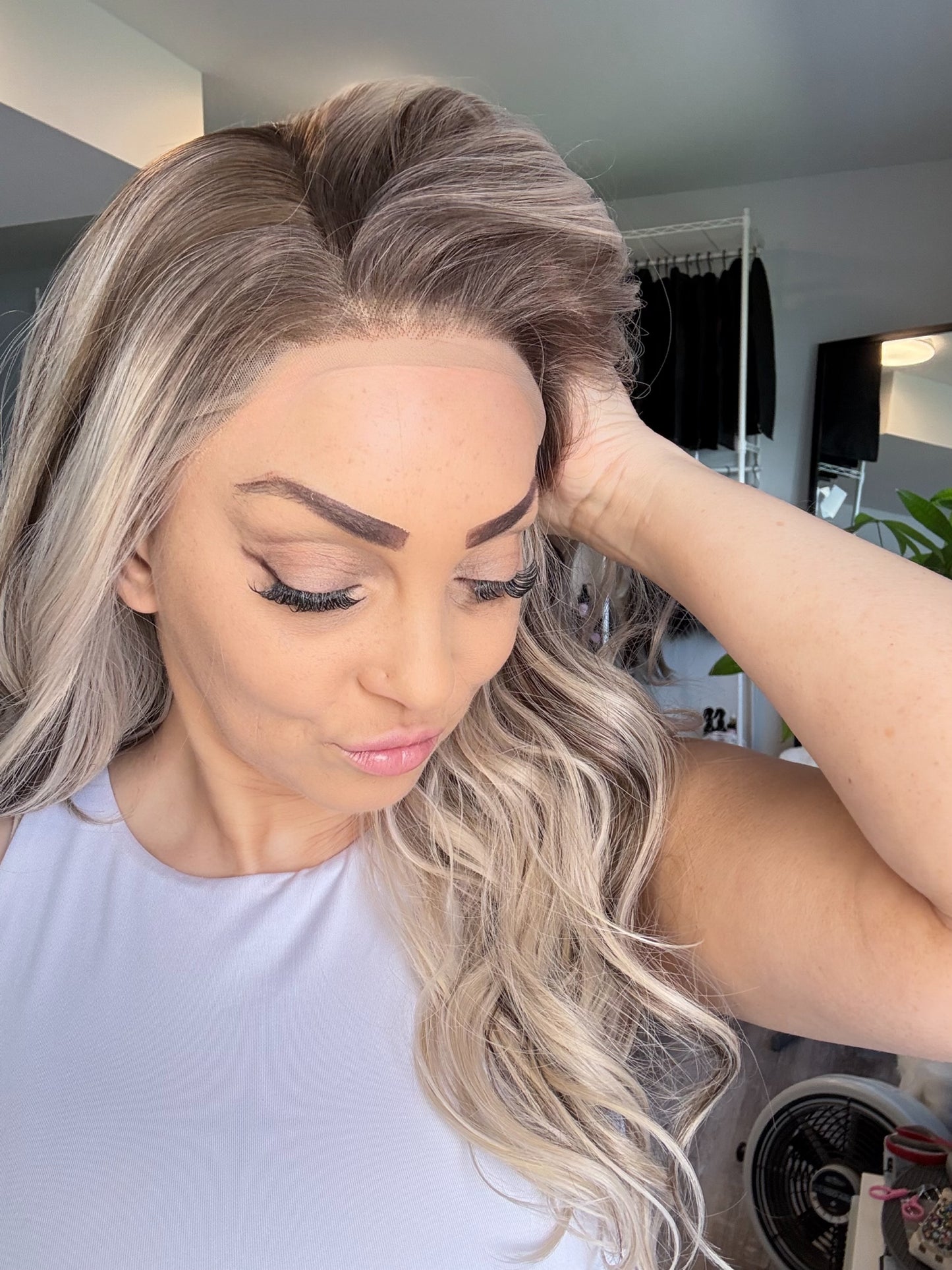 Dana | 13x6 Lace Front Wig | 24” | Ashy Blonde with Rich Brunette Dimension