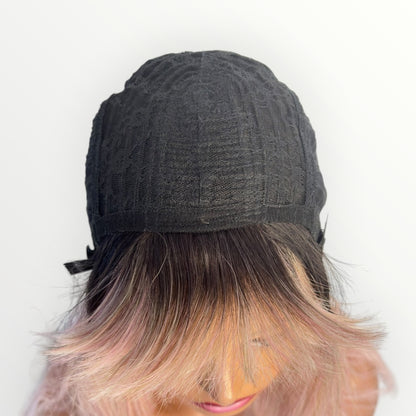 Style # 31 – Wig Vault | Closed Cap | 22” | Dark Pink Ombre with Bangs