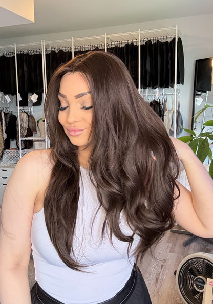Lily | T-Part Lace Front Wig | 28” | Rich Espresso Brunette