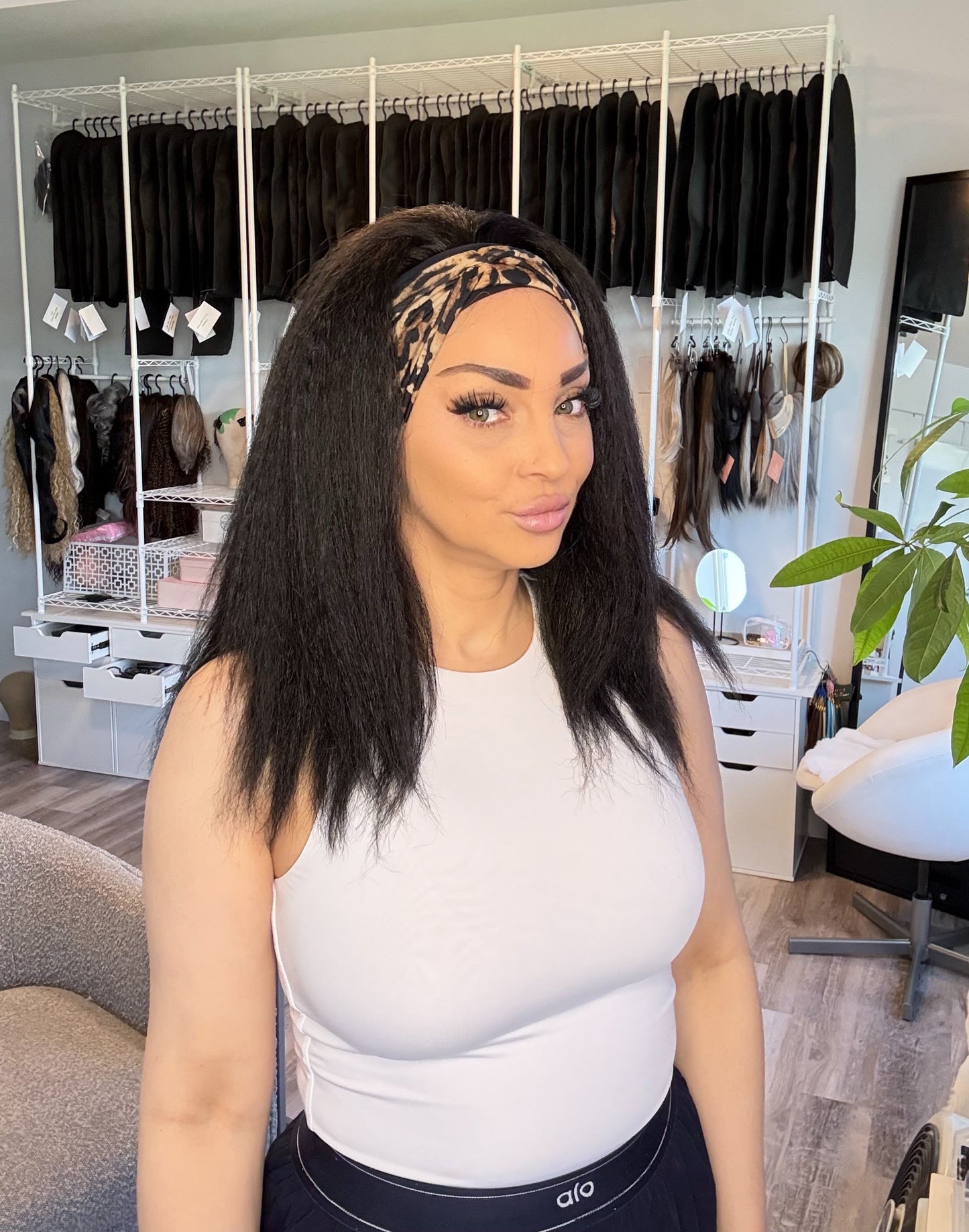 Espresso Texture | Kinky Yaki Headband Wig | 16” | Small Cap