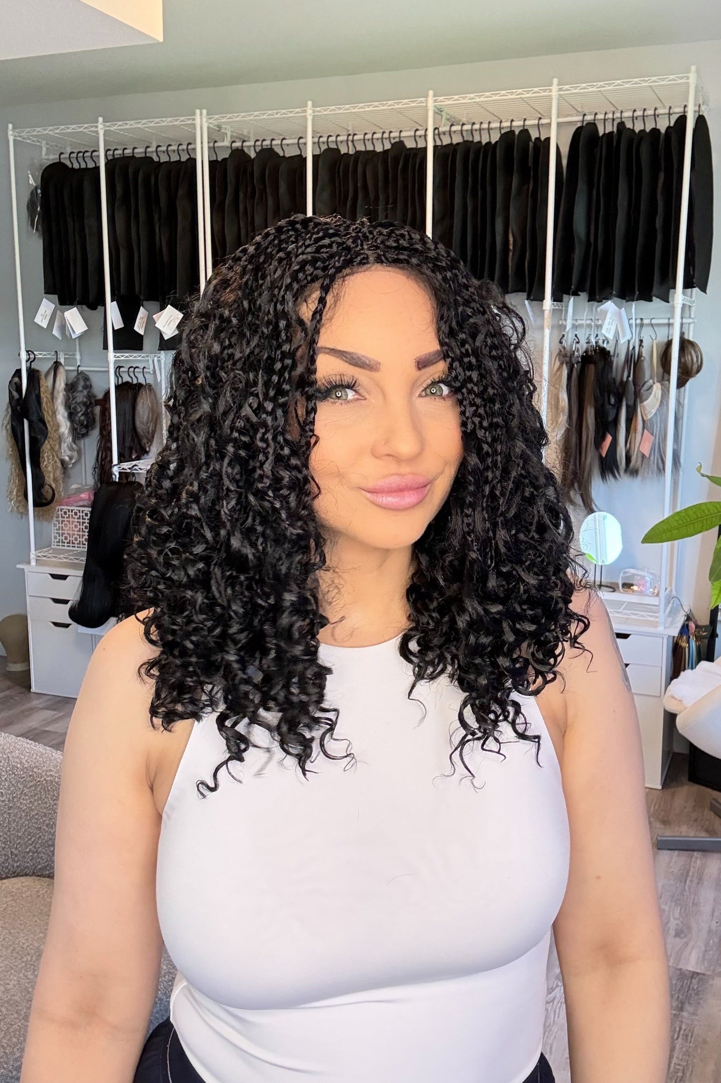 Aaliyah | Full Lace Braided Curl Wig | 18” | Ready to Ship from Alberta, Canada