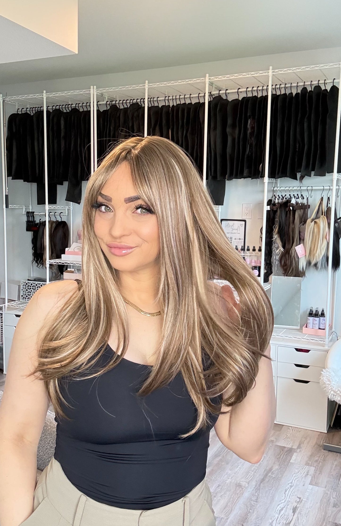 Perruque blonde Sunkissed Long Mix avec frange pleine | SWLC1268-6BR22