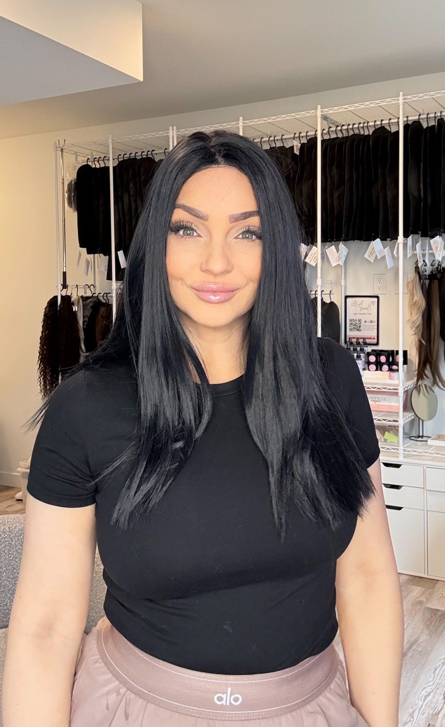 Midnight Mono | Blue-Black Monofilament Wig | 22” | Medium Cap