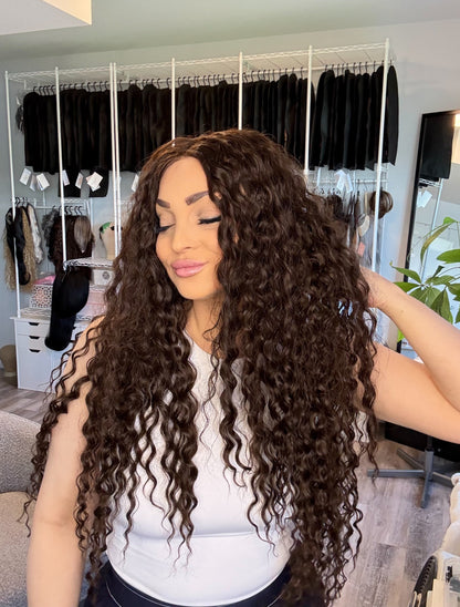 Gia | Curly T-Part Wig | 32” | Dark Brown | Ready to Ship