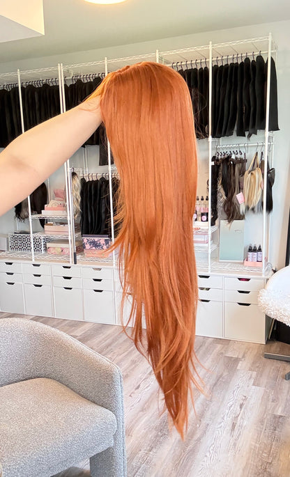 Perruque rousse longue Gerri avec frange pleine | MW9172-4