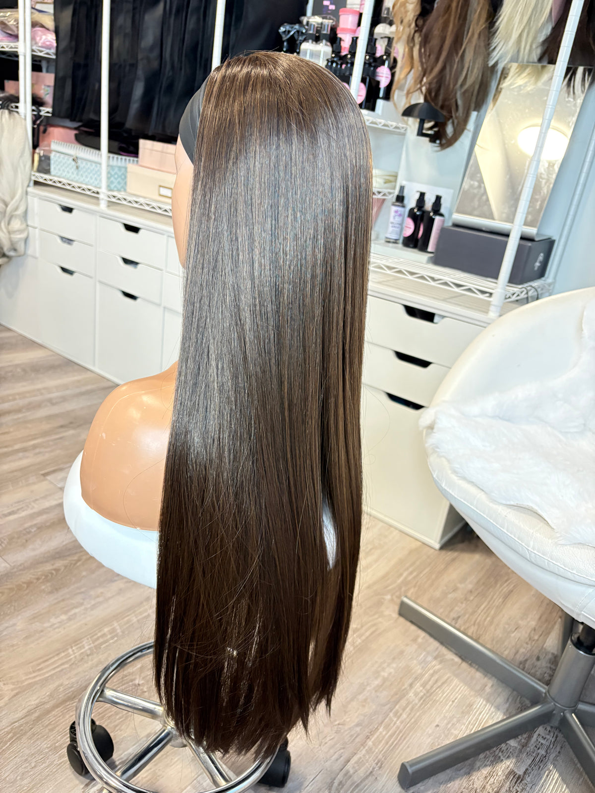 BT-4 | 31” Silky Straight Brunette Headband Wig | ONE OF ONE