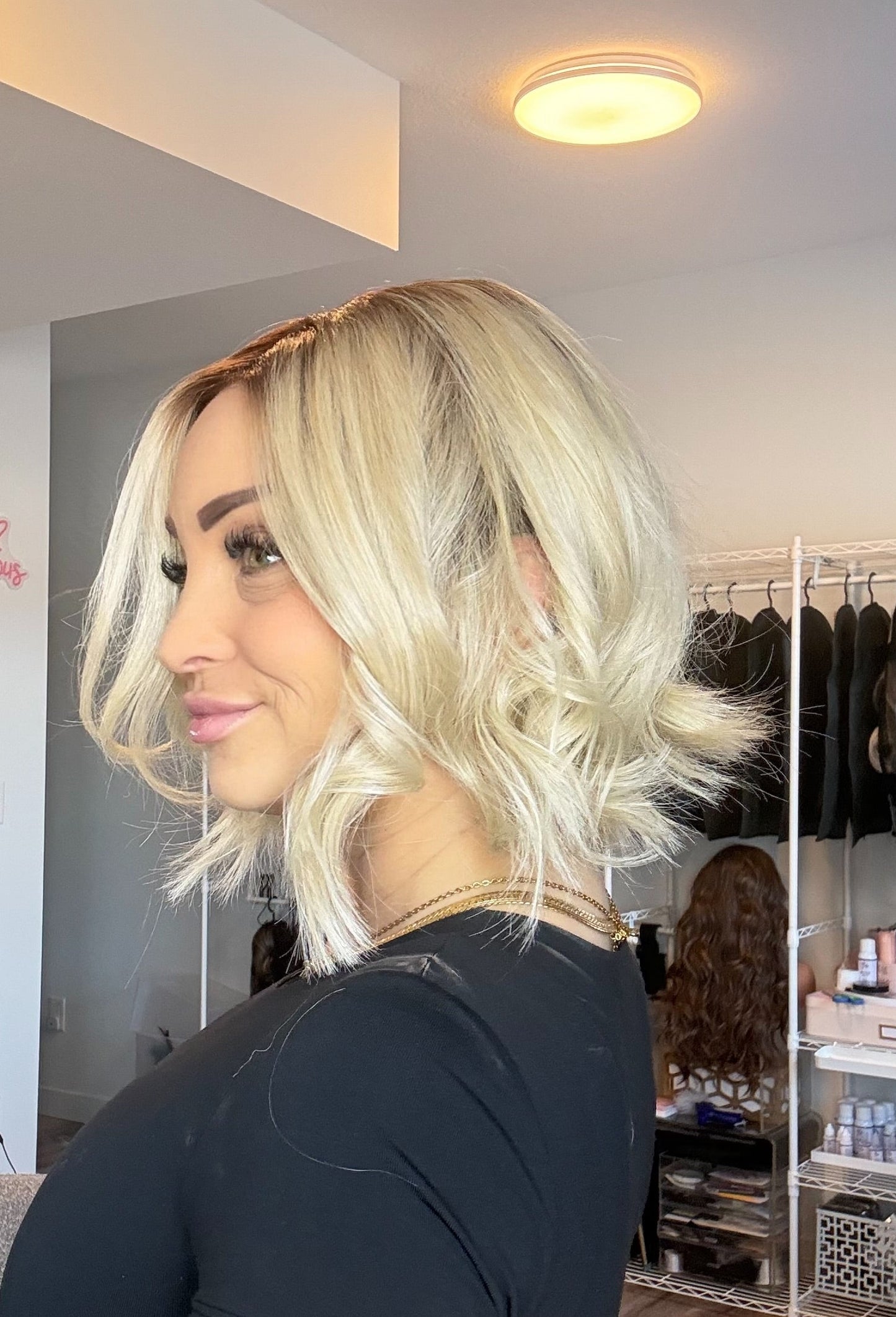 Trixie - 4x4 Monofilament Wig | 12” | Icy Blonde with Soft Brown Root