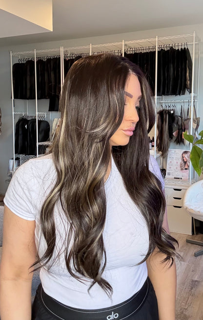 Tameia- HF-30-1 | 27” Rich Brunette Highlighted 13×4 Lace Front Wig