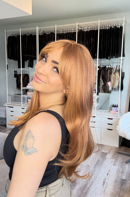 Ginger Layered Rooted Wig with Curtain Bangs | SWLC6344-8BL24