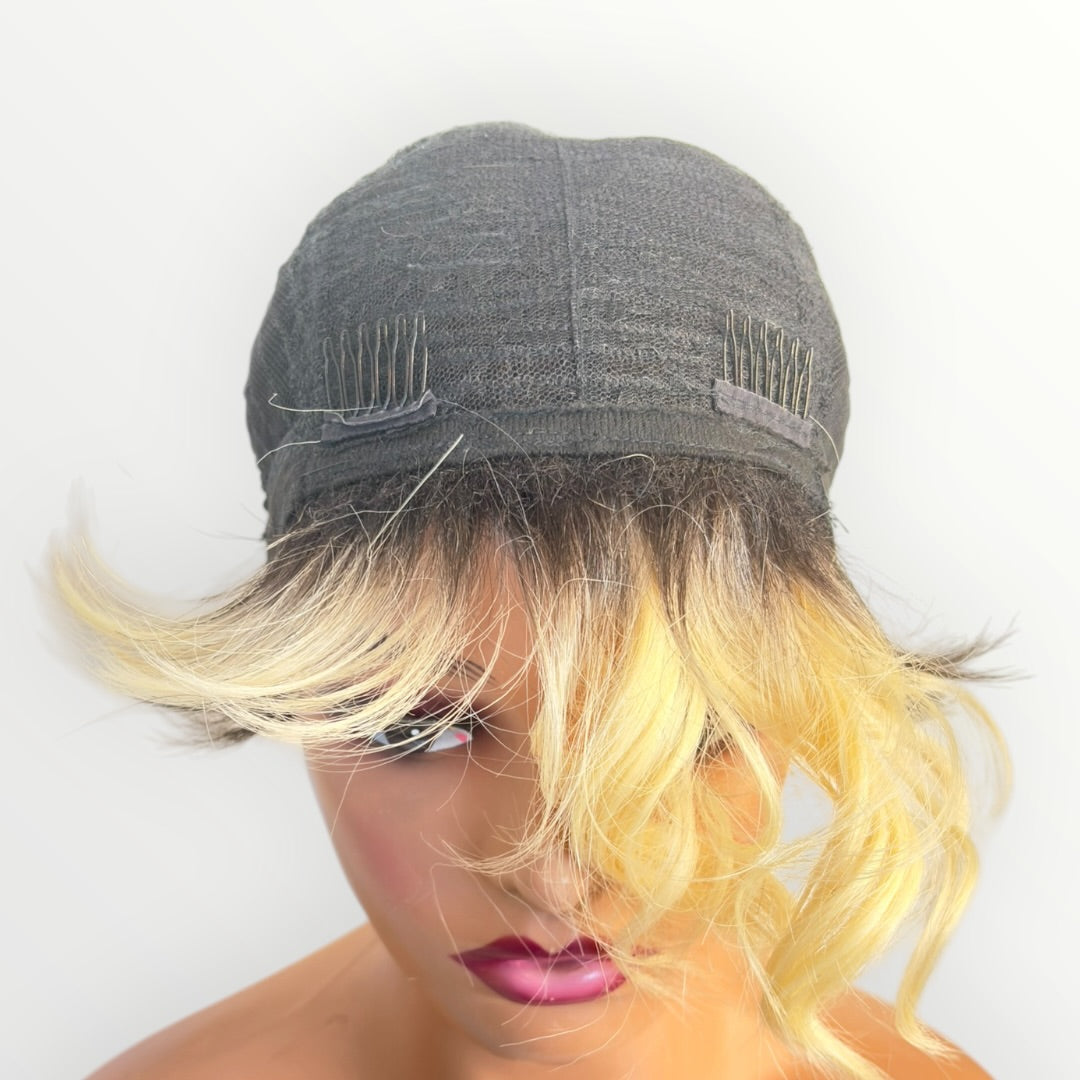 Style 30 - Wig Vault | Closed Cap Pixie | Short Blonde with Dark Root