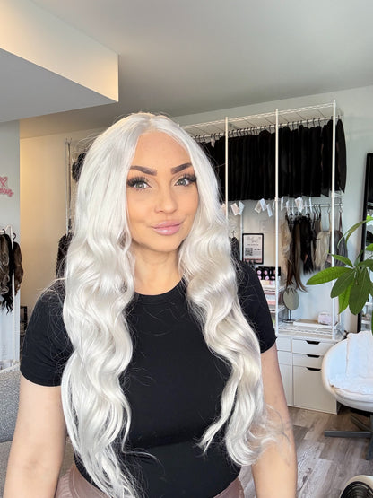 Snow | 13x4 Lace Front Wig | 28” | Icy Platinum White