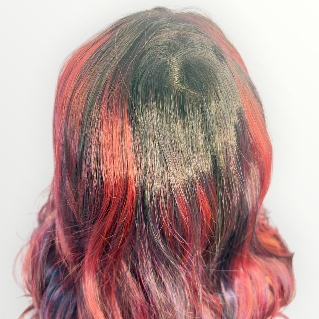 Style #28 Cookie - Wig Vault | 13x4 Lace Front | 30” | Burgundy Red with Purple & Black Highlights