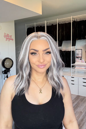 Silver Mist | 13x6 Transparent French Lace Front | 16” | Heat-Safe Futura Fibre