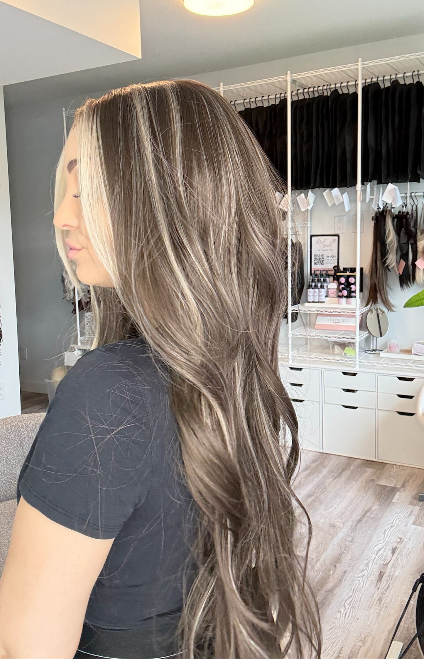 Bella 13x6 | Perruque lace front avec dentelle suisse | 76 cm | Brun mélangé dimensionnel