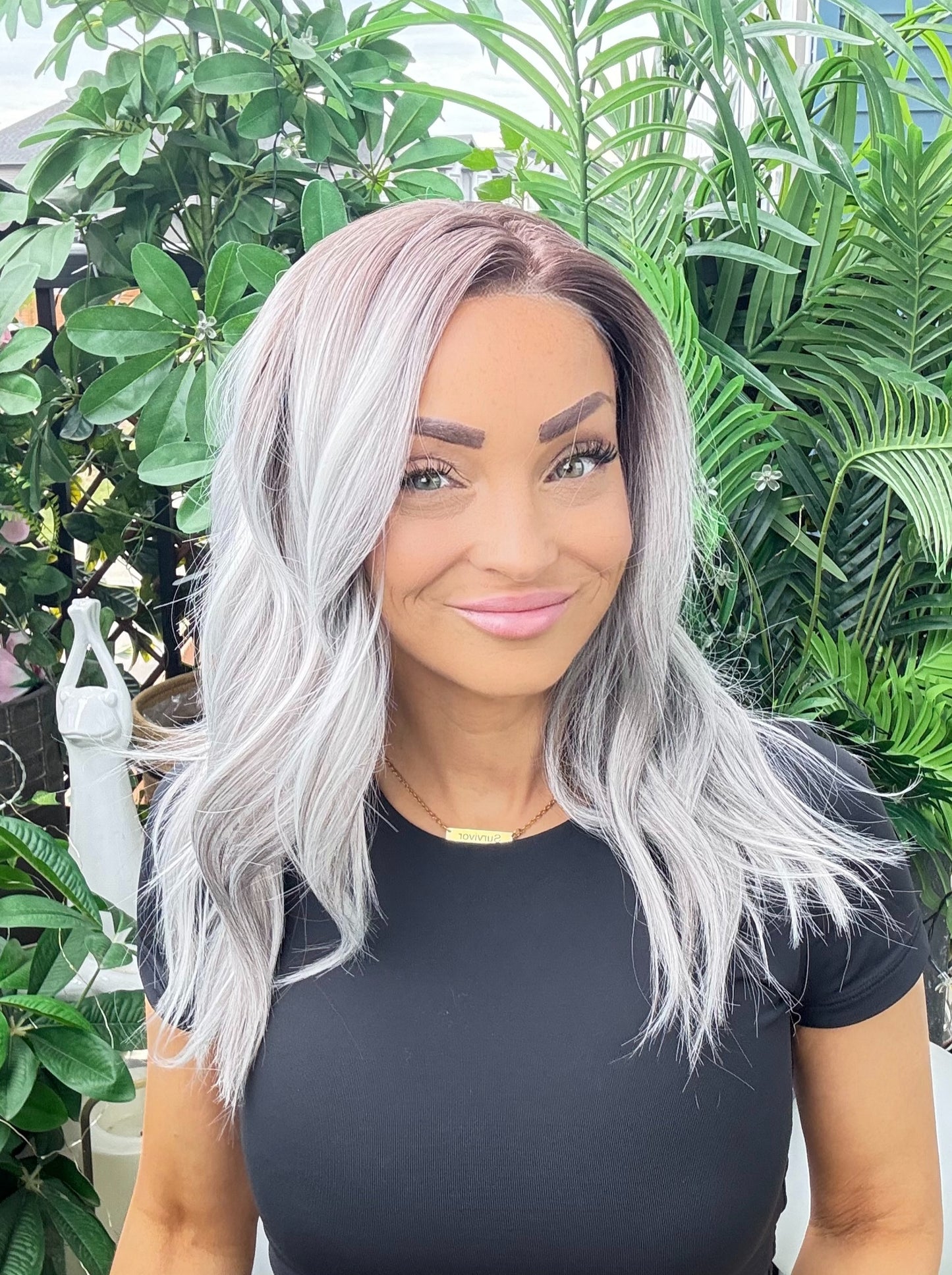 Ashlyn - 13x4 Lace Front Wig | 20 Inches | Dark Brown to Icy 13x4 Lace F image 0