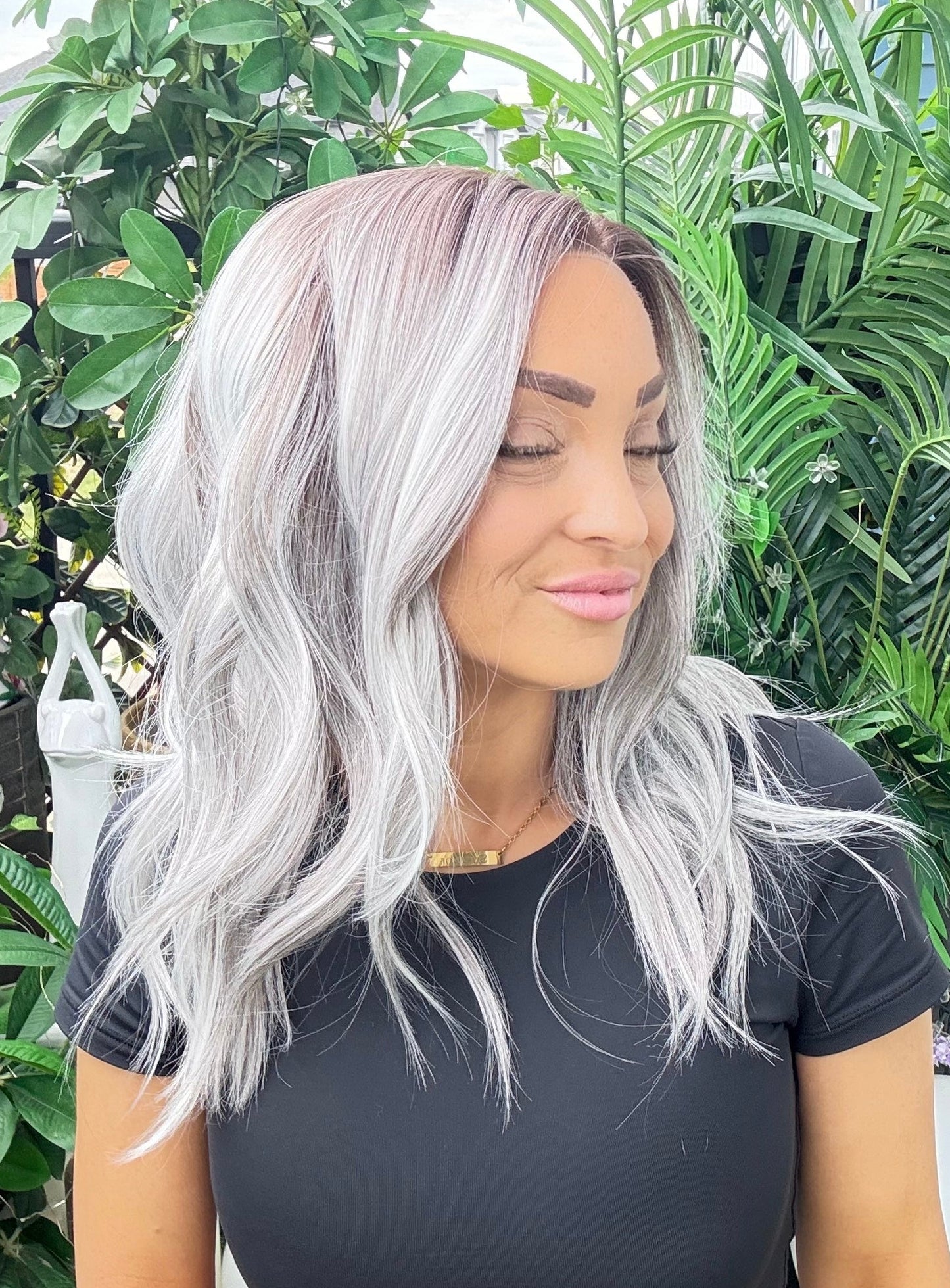 Ashlyn - 13x4 Lace Front Wig | 20 Inches | Dark Brown to Icy 13x4 Lace F image 3