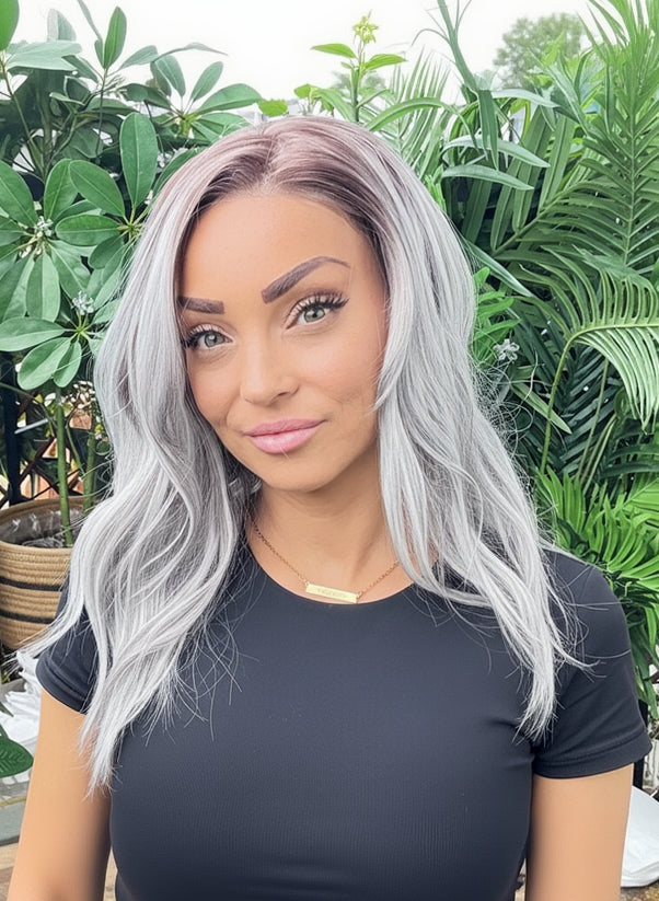 Ashlyn - 13x4 Lace Front Wig | 20 Inches | Dark Brown to Icy 13x4 Lace F image 4