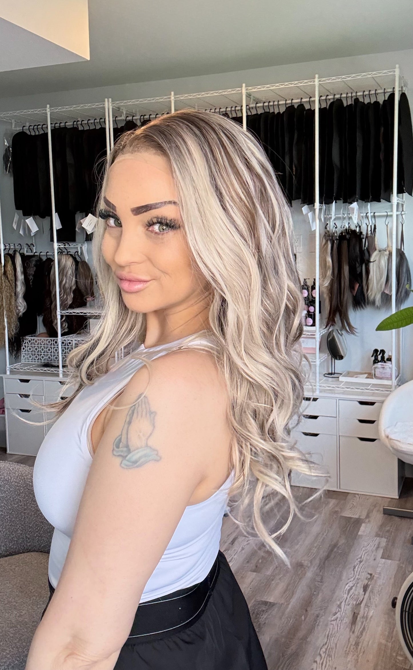 Dana | 13x6 Lace Front Wig | 24” | Ashy Blonde with Rich Brunette Dimension