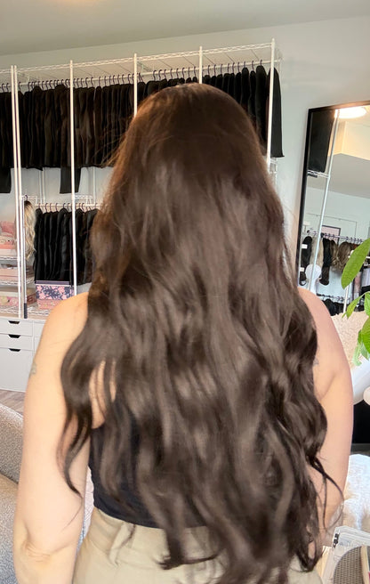 Megan Long Brunette Wig with Curtain Bangs | SWLC1296-2BR24