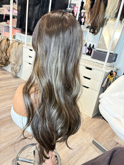 HF-30-1 | 27” Rich Brunette Highlighted 13×4 Lace Front Wig