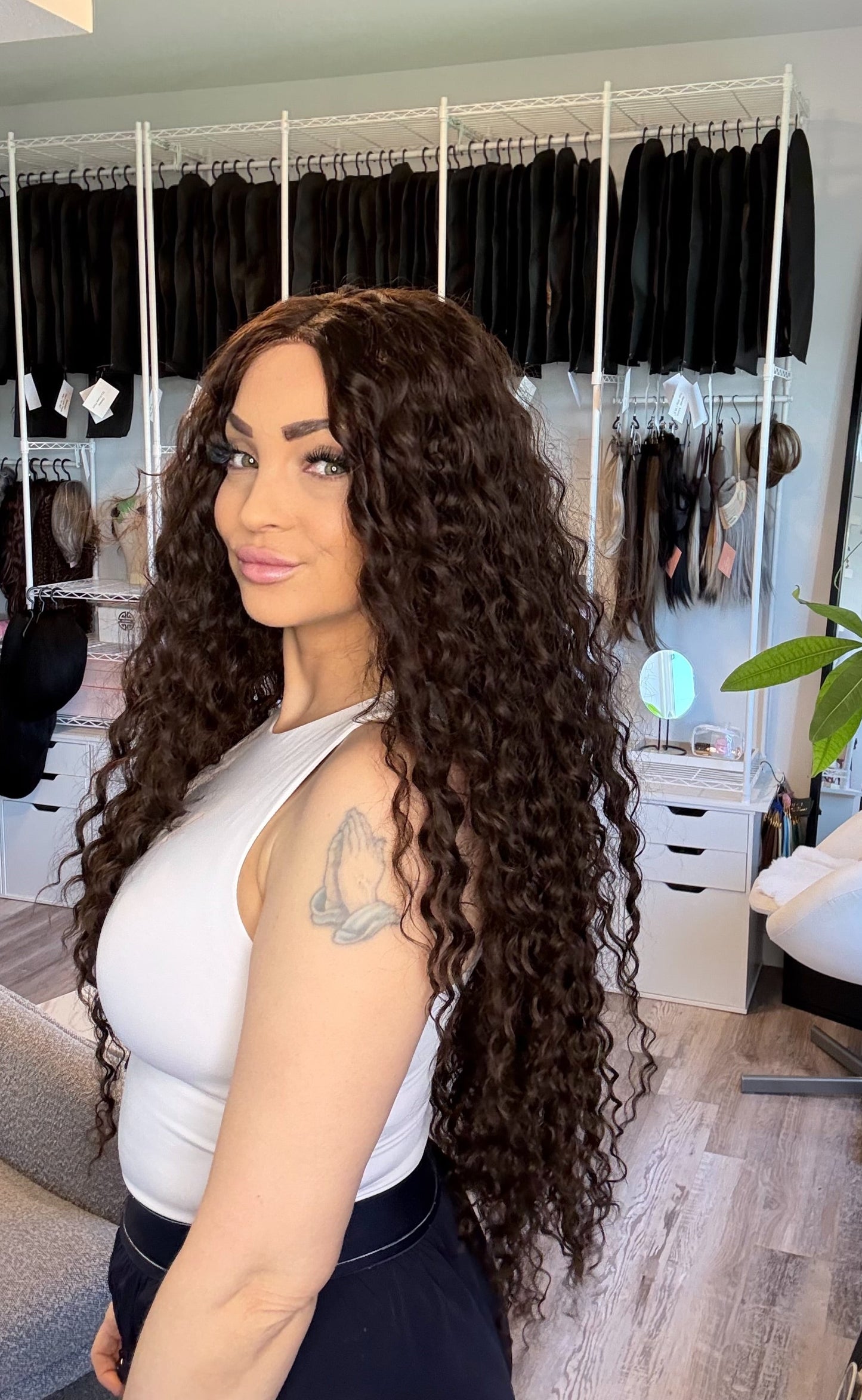 Gia | Curly T-Part Wig | 32” | Dark Brown | Ready to Ship