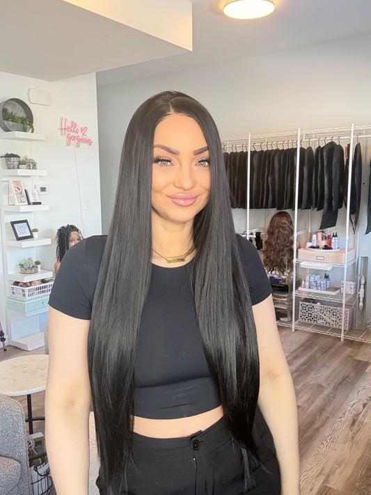 Noir Silk – Full Lace | 32” | Lisse Soie Noir Jais
