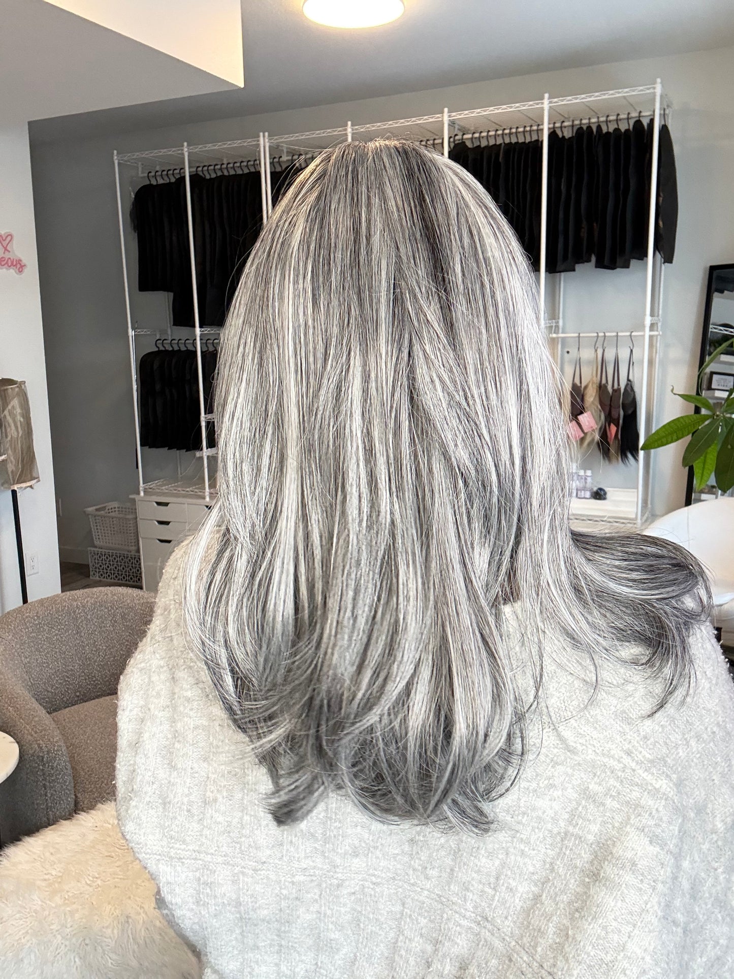 Slate- Monofilament Wig | 17” | Soft Charcoal Grey Blend