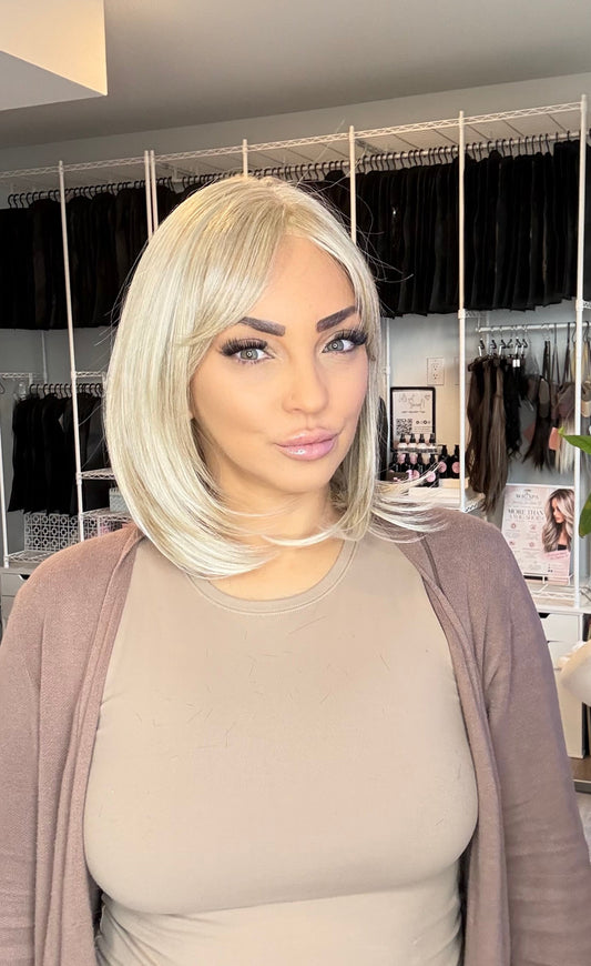 Vivan - BT-2 Blonde Monofilament Bob Wig with Bangs | Wigs Canada