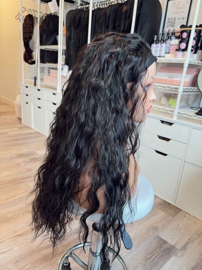 Jorden – Custom Ponytail Headband Wig | Handmade | Silicone Lined | Drawstring Fit | Dark Espresso Brown