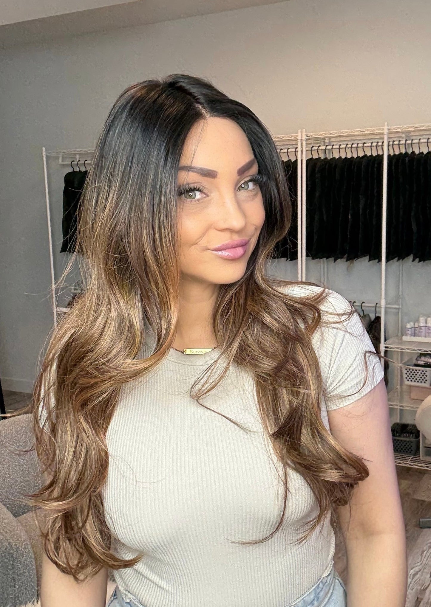 Long light curl mono wig