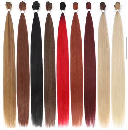 Set of hair extensions in various colors displayed side by side.