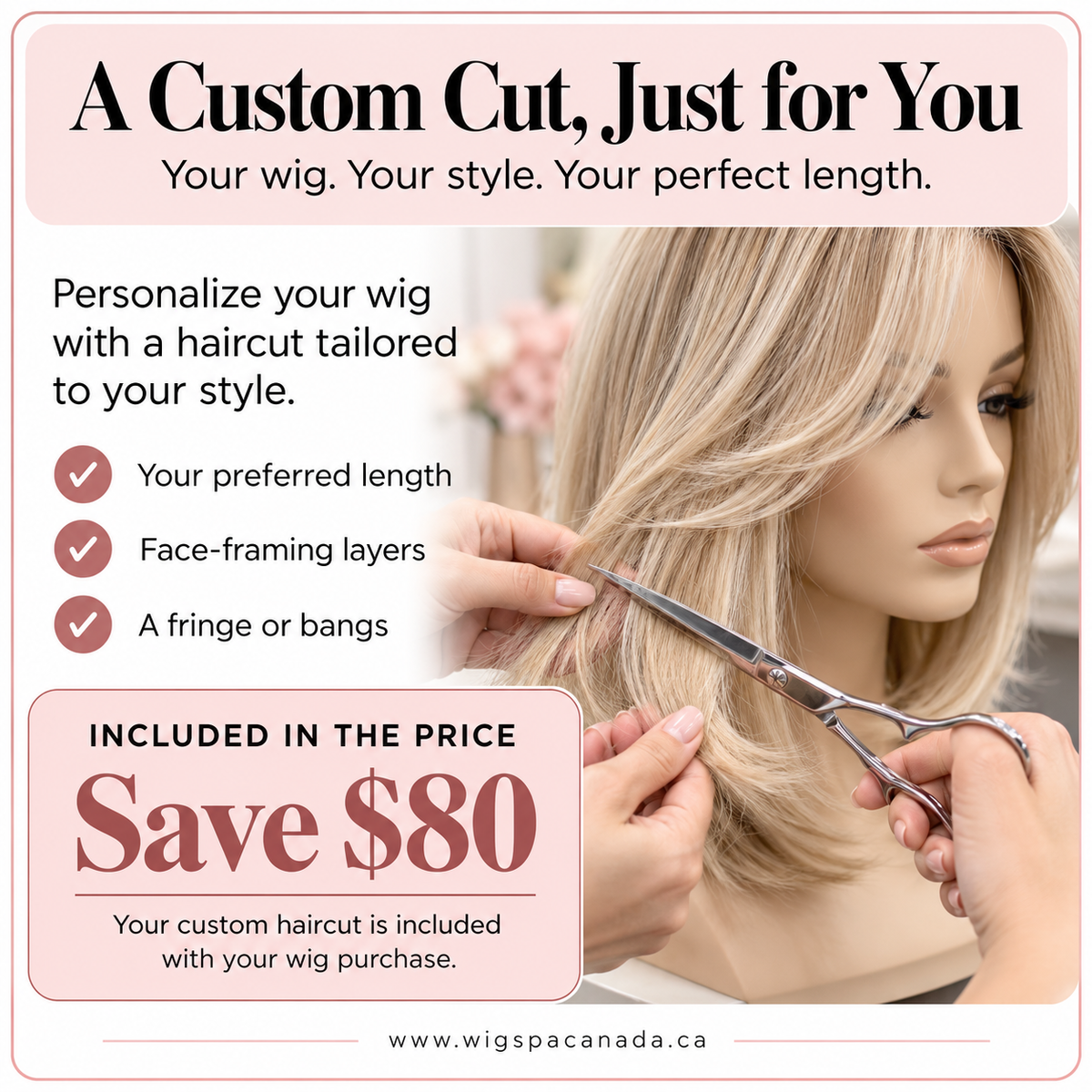 Information card about wig cutting 