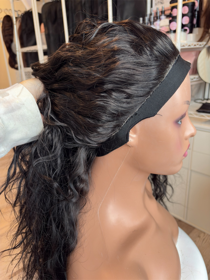 Jorden – Custom Ponytail Headband Wig | Handmade | Silicone Lined | Drawstring Fit | Dark Espresso Brown